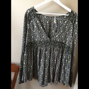Free People Boho Print Top
